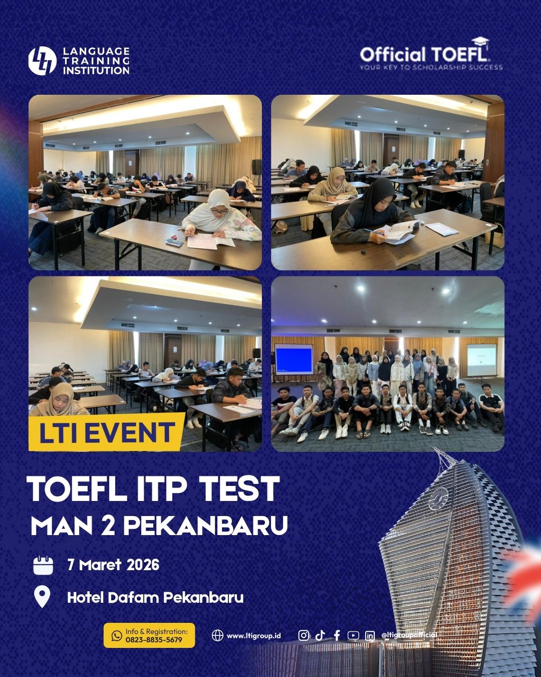 Siswa kelas internasional MAN 2 Pekanbaru mengikuti tes TOEFL ITP di LTI Pekanbaru